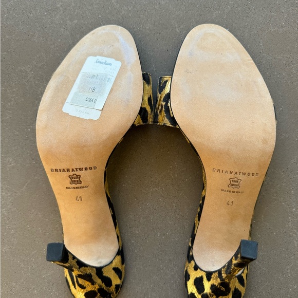 New Designer Brian Atwood Gold/Black Metallic Leopard Slide SZ 41 - Picture 6 of 6